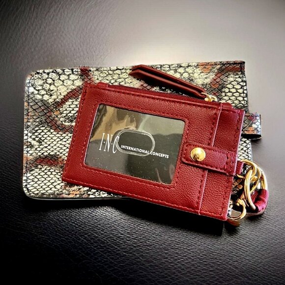 INC International Concepts Accessories - INC International Concepts Burgundy Snakeskin Print Passport Holder Set
